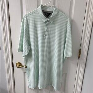 Adidas Light Green Striped Polo Shirt